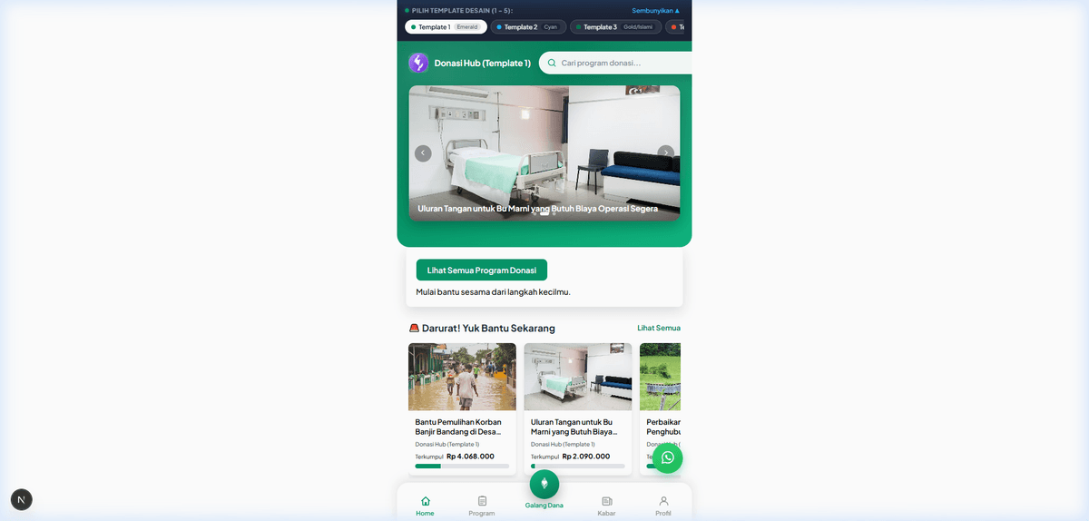 Preview Website Donasi Hub Template 1