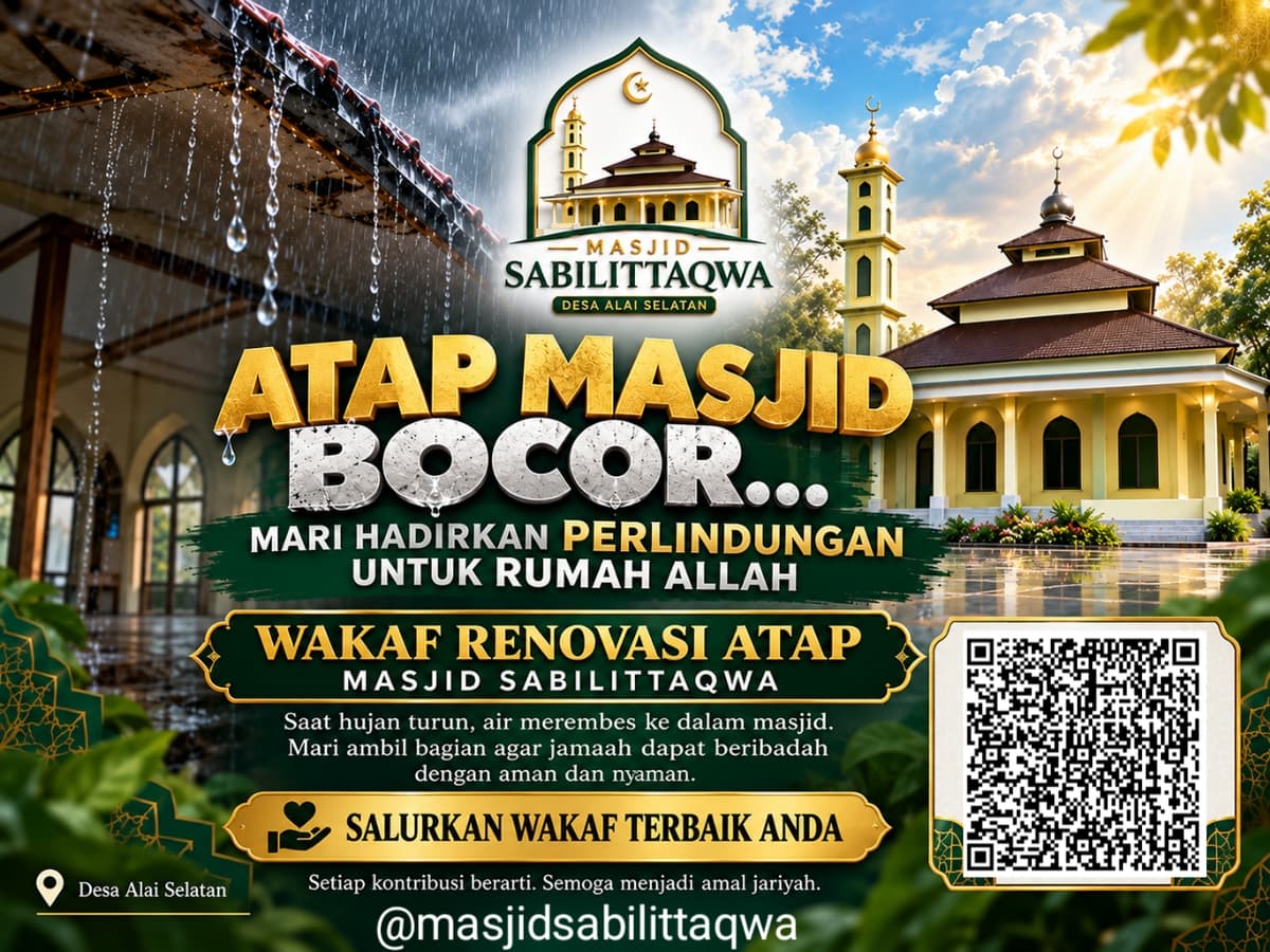 Wakaf Renovasi Atap Masjid Sabilittaqwa